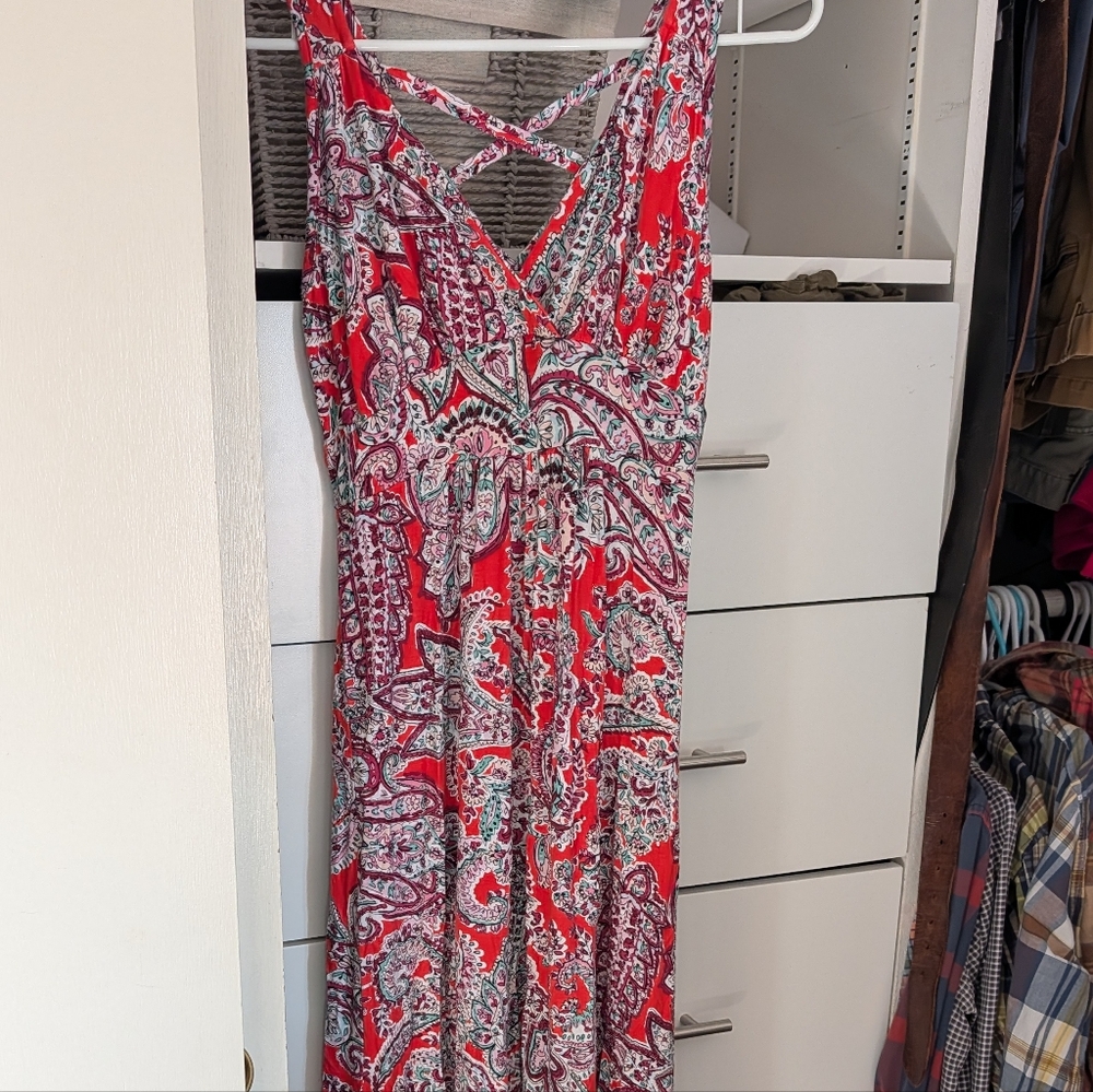 Paisley Print Red Maternity Maxi Dress